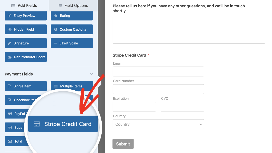 Adding a Stripe Credit Card field to a form