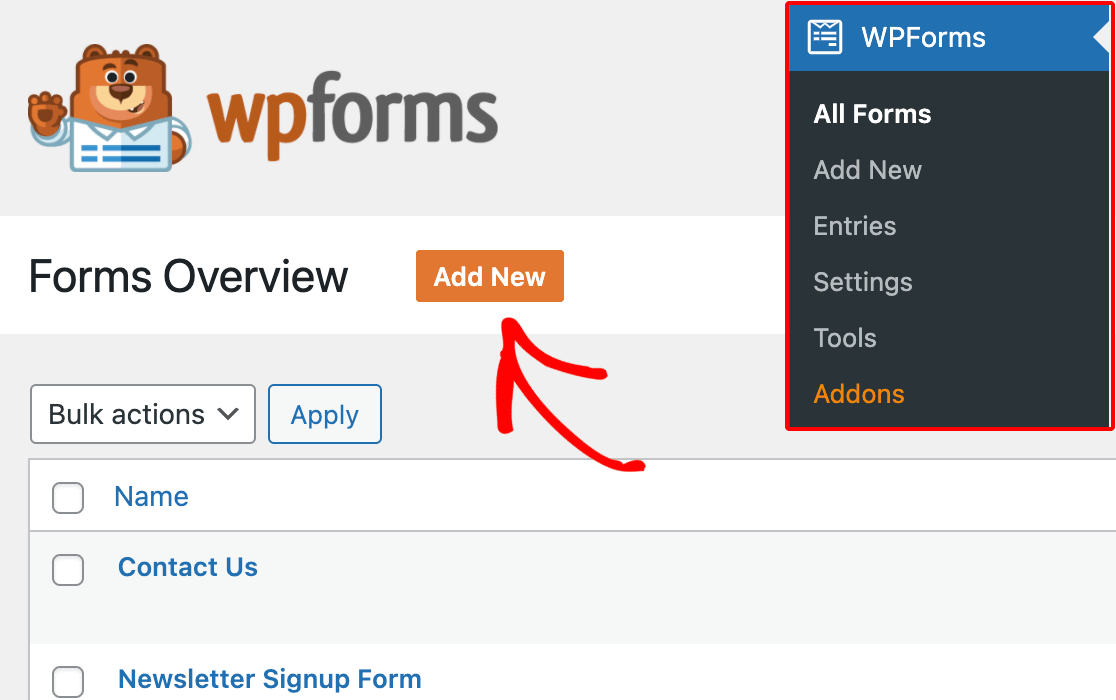 Add new form WPForms