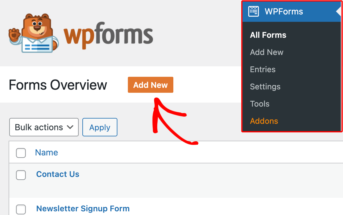 Add new form wpforms