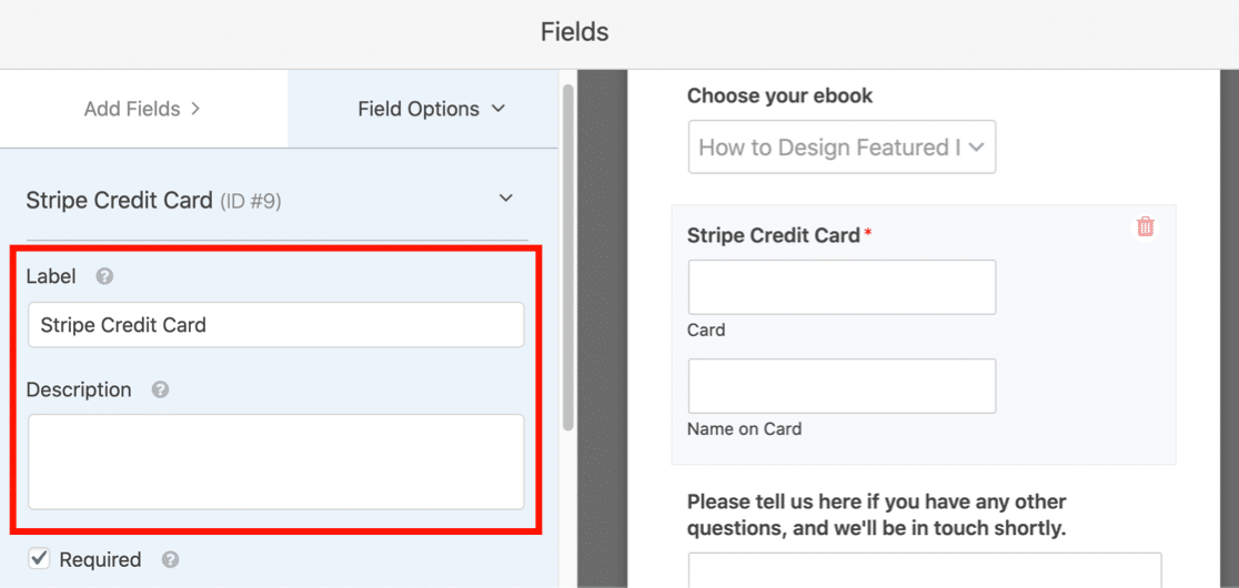 Edit payment field settings in WordPress
