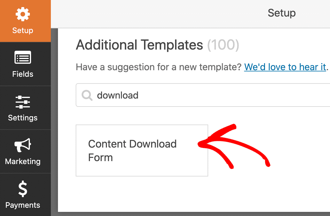 Content download form template