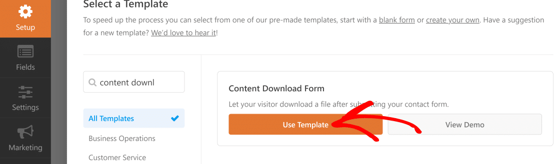 Content download template