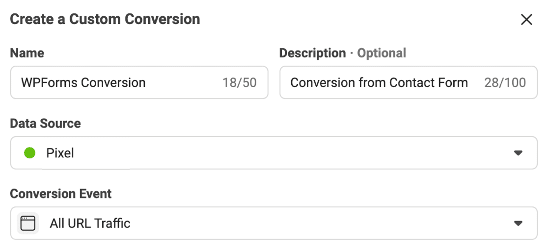 Create a Custom Conversion with Facebook Pixel for form submissions