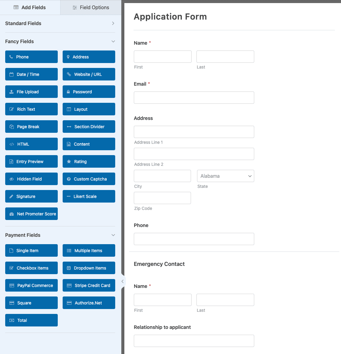 Customizing the College Application Form template