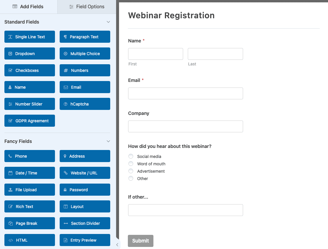 Customizing the Webinar Registration Form template
