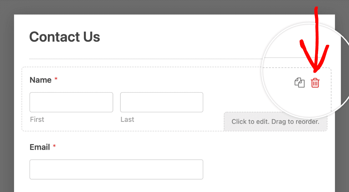 Deleting a field from a form