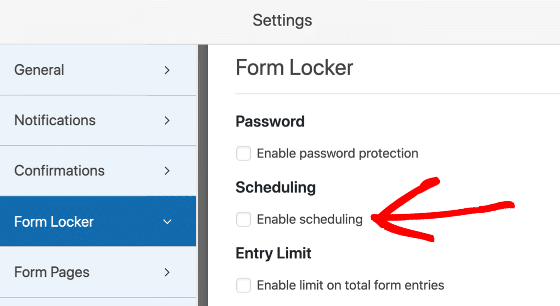 Enable form scheduling 