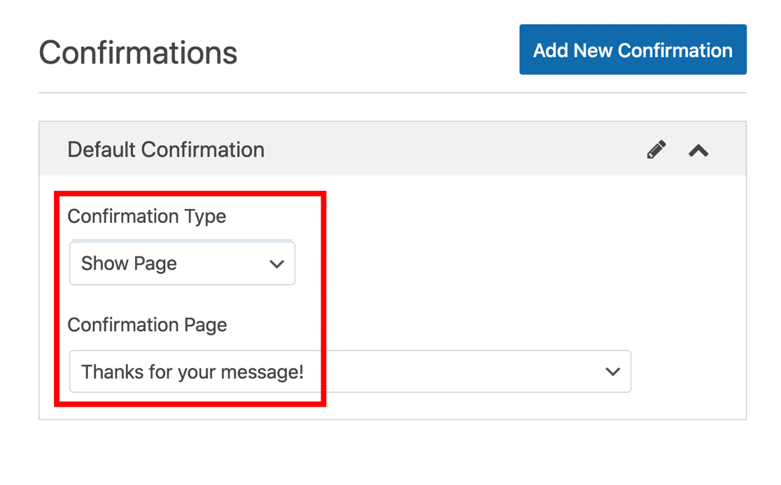 Set up form submission confirmation page