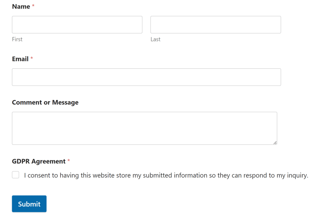 Publicación del formulario de consentimiento GDPR