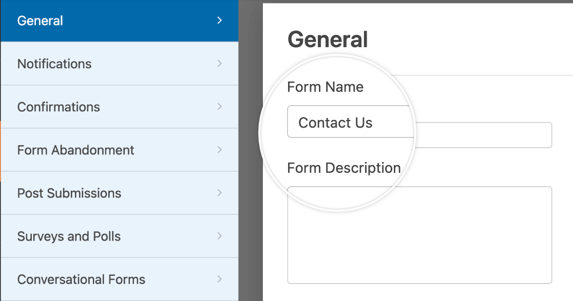 The General form settings