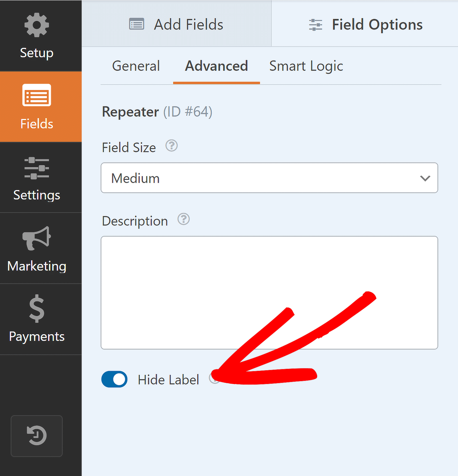 hide repeater field label