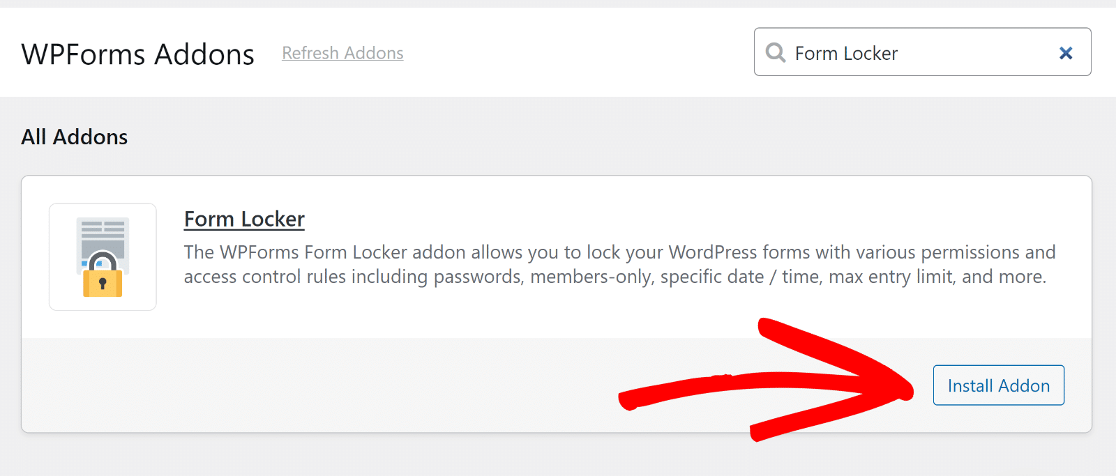 install the form locker addon