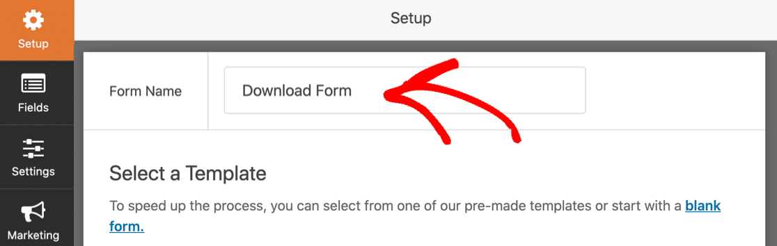 Name your WordPress download form