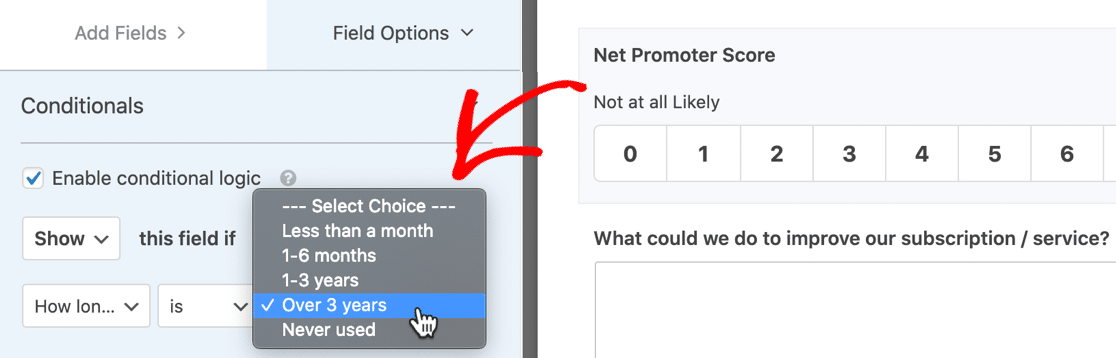 Net Promoter Score with conditional logic