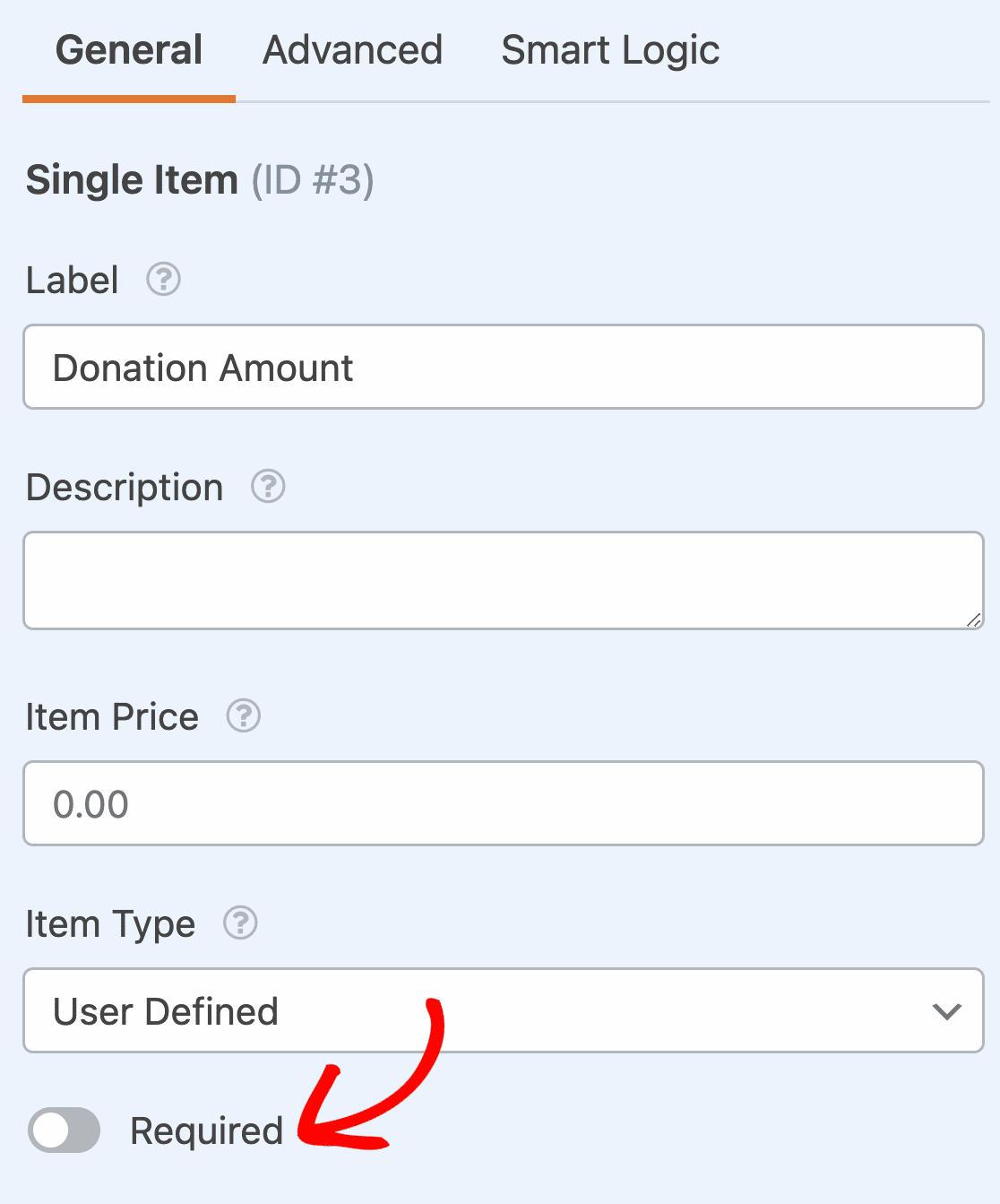 Making the donation amount field not required