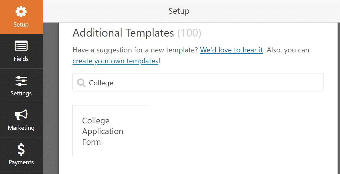 open the college application form template