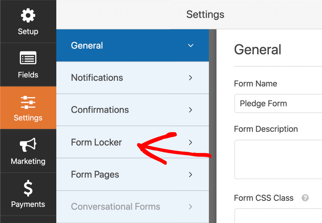 Form Locker settings in WPForms