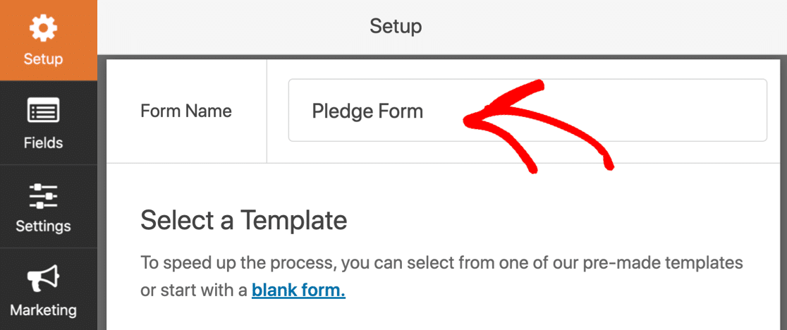 Type a name for your online pledge form