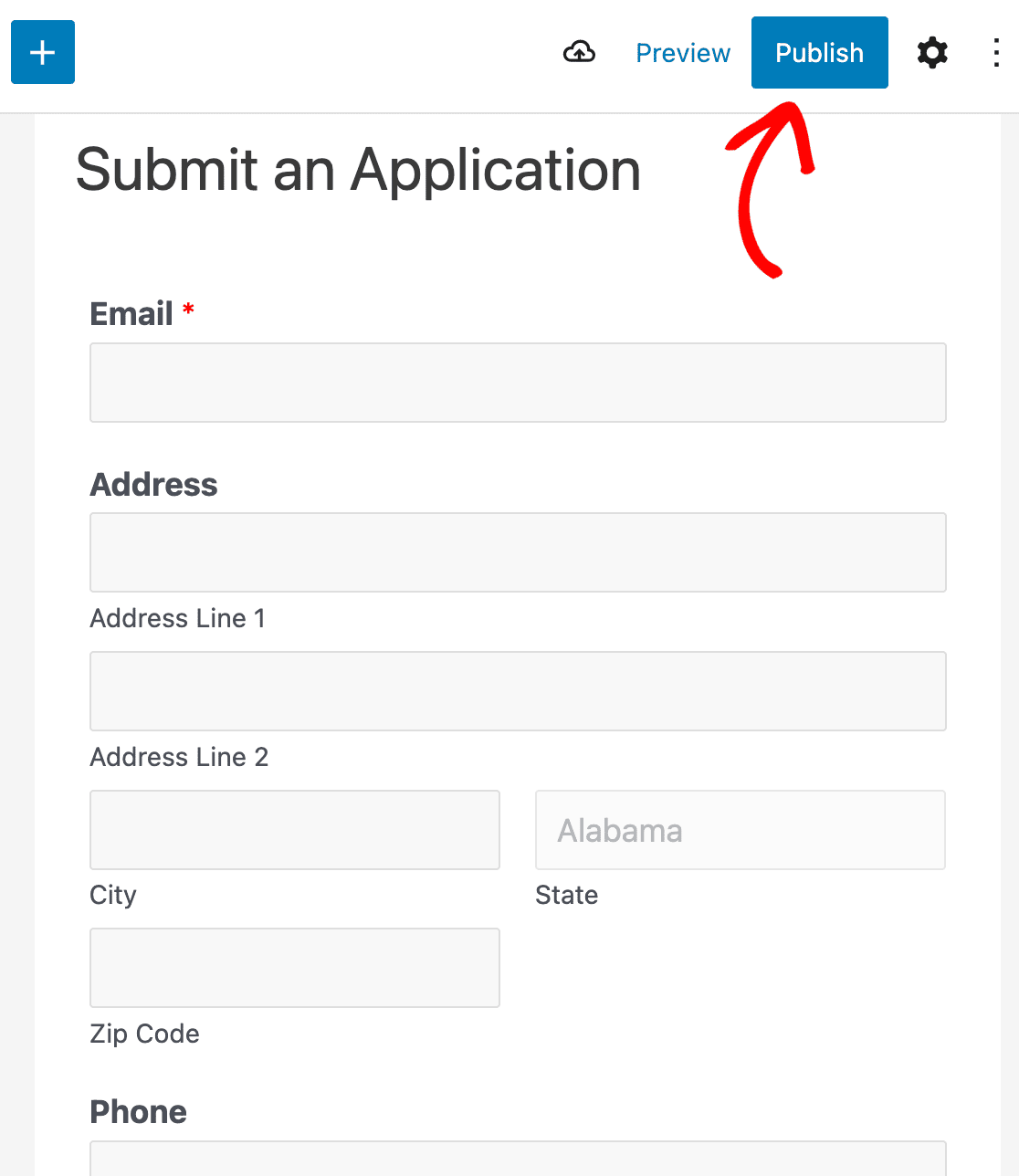 Publishing your college application form