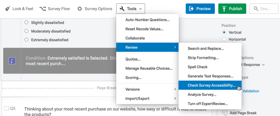 Qualtrics survey options and tools