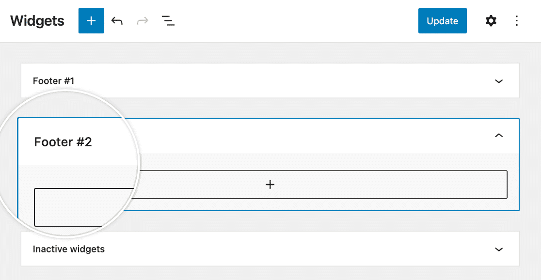 Selecting a widget area to add a form to