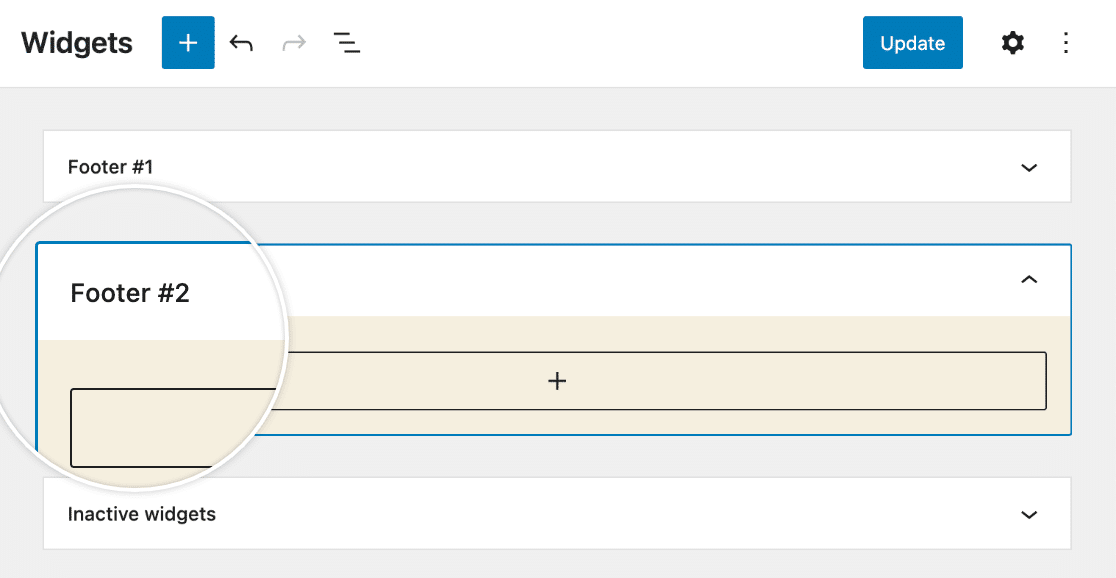 Selecting a widget area to add a form to