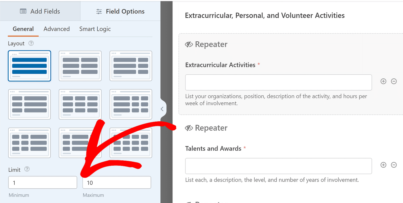 set entry limits