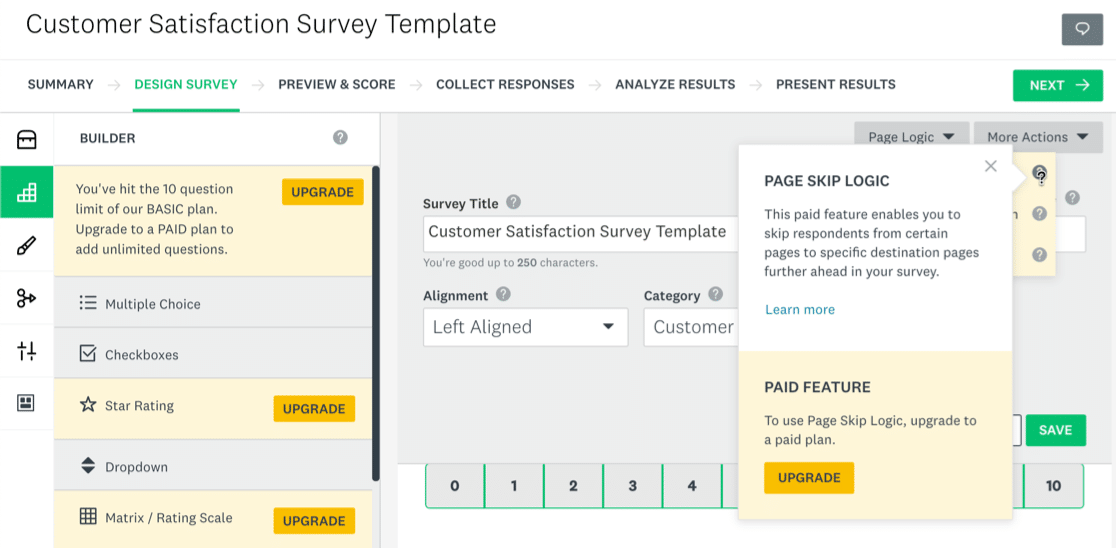 SurveyMonkey free plan