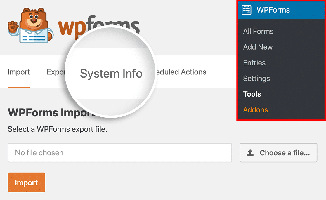 System Info Tab in WPForms