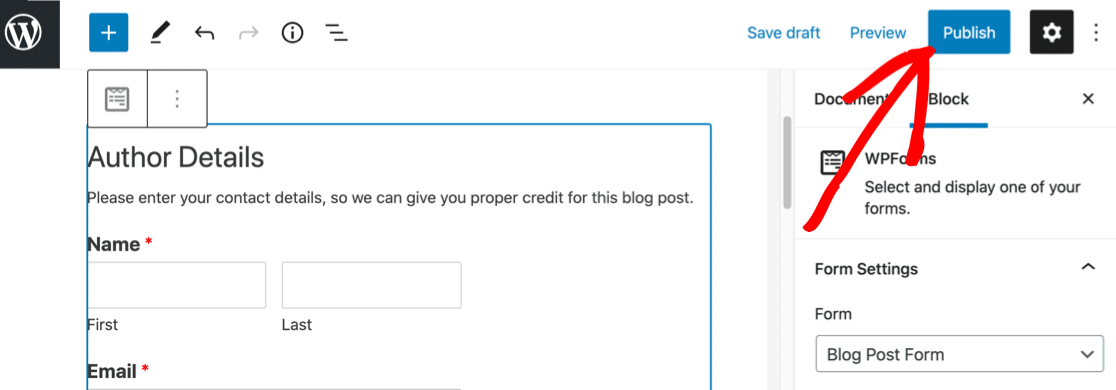 Published user submitted post form in WordPress