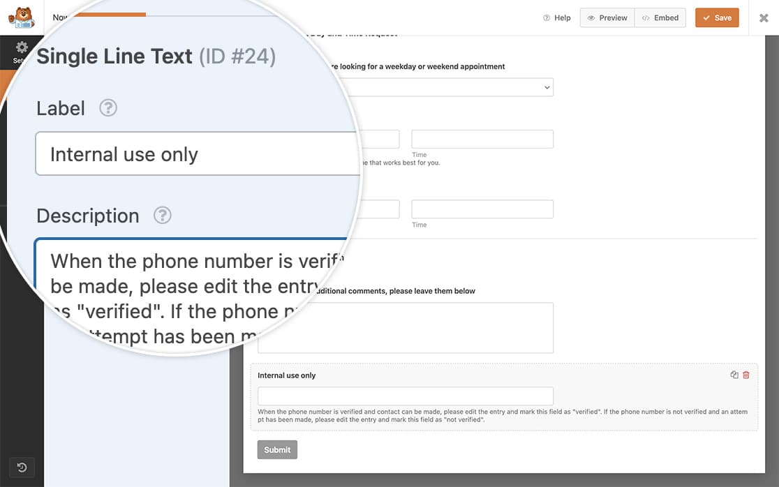 Add a text field to your form that you can later use to filter your results