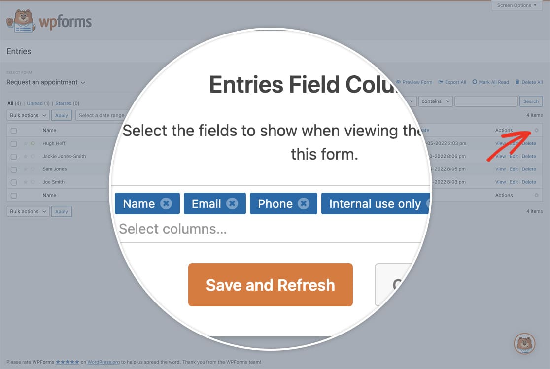 change your column view so you can see your internal field when viewing the entries list