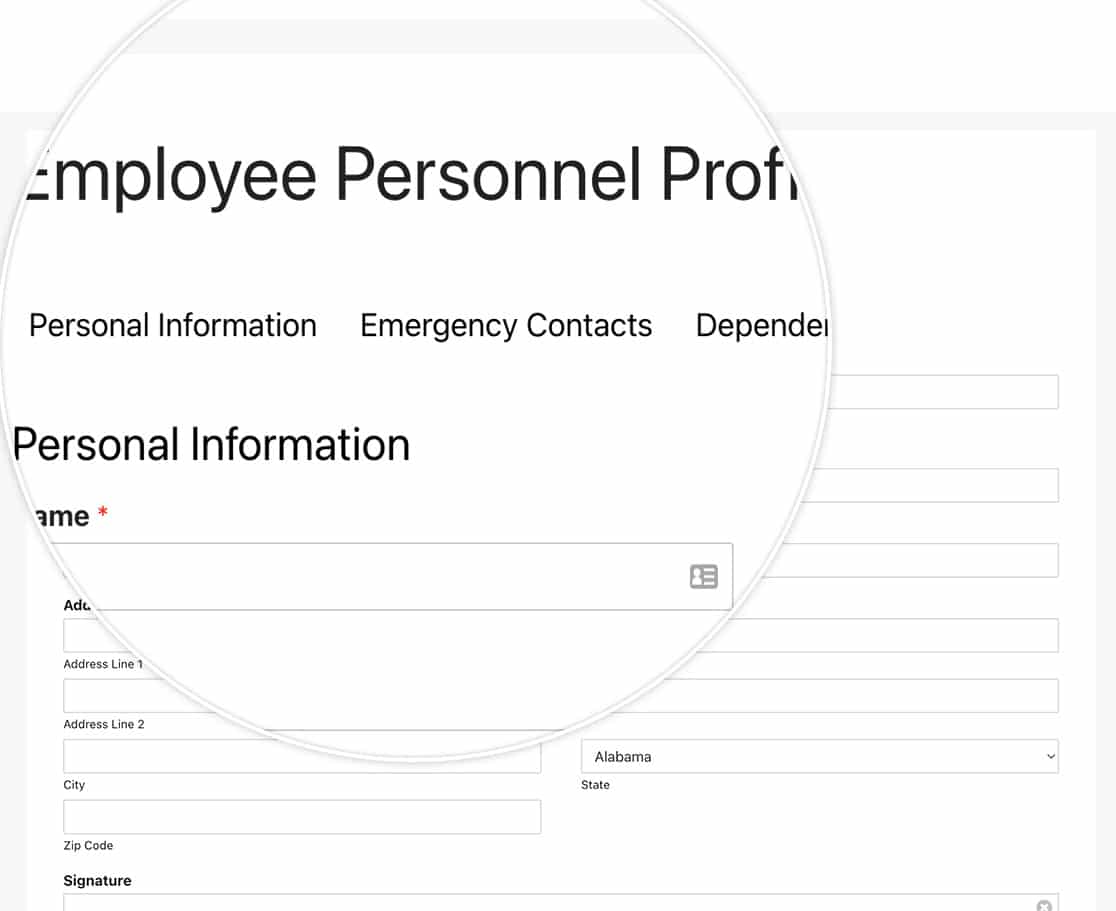 Add the code to your form through the HTML form field to create your table of contents