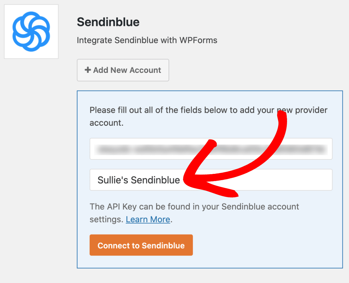 Enter A Nickname For Sendinblue And WPForms Connection