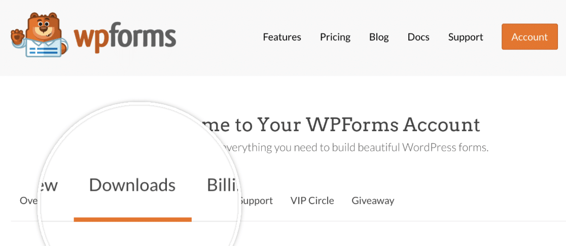 WPForms download tab