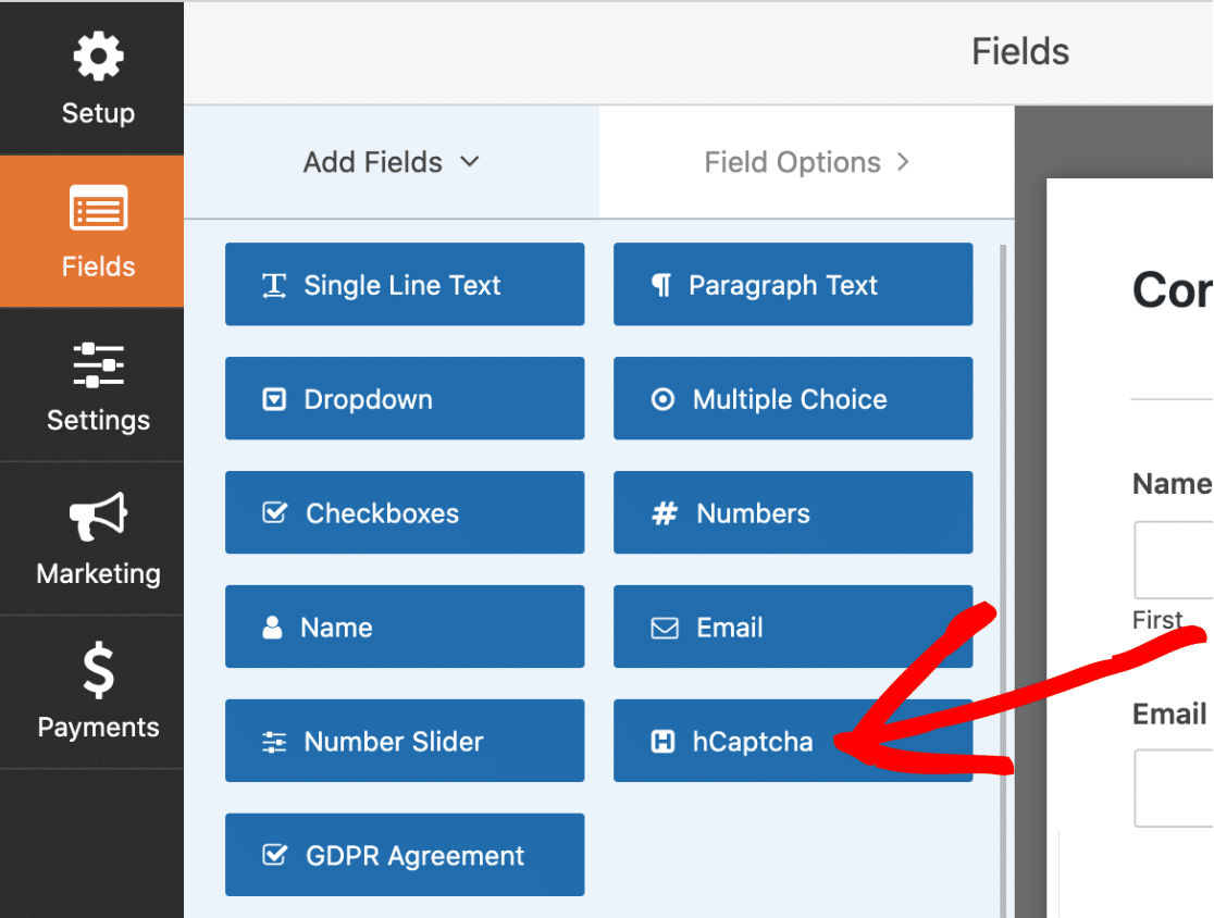 Adding hCaptcha To A Form With WPForms Form Builder