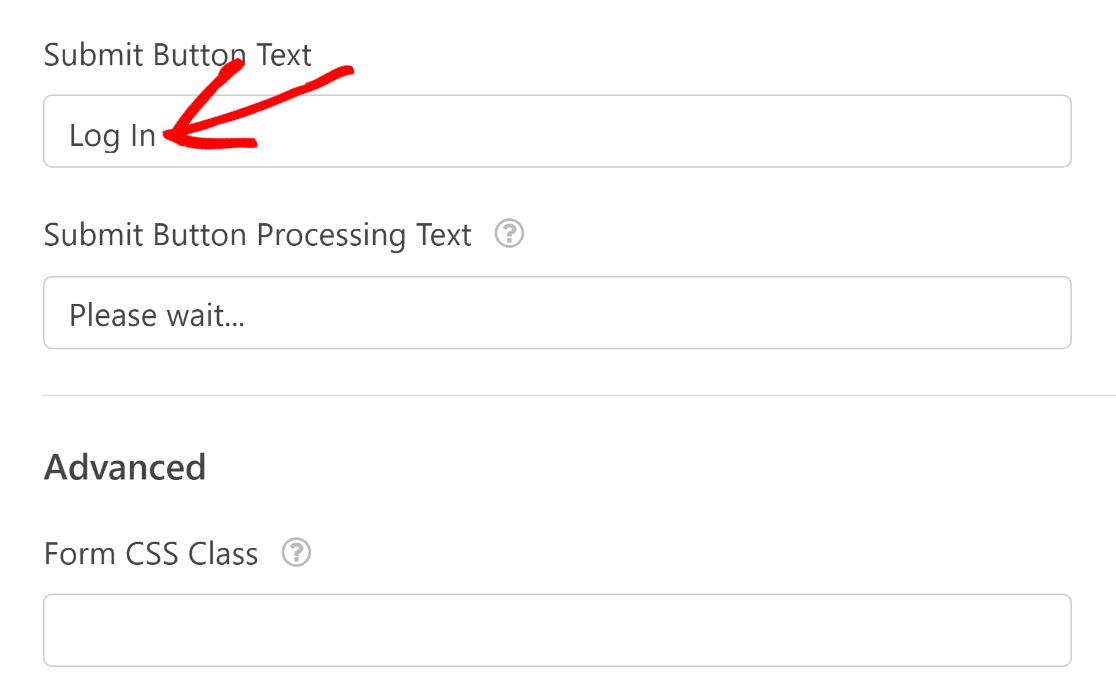 Submit button text
