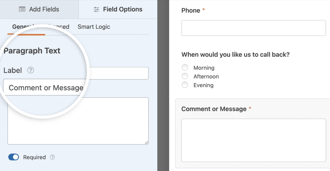 Adding a Comment or Message field to a Request a Call Back form