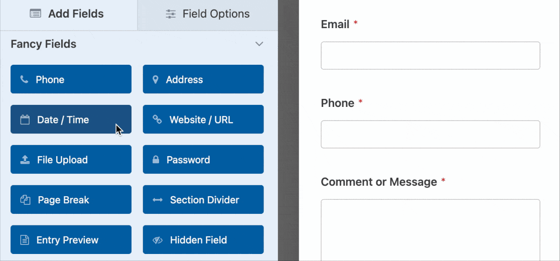 Adding a Date / Time field to a Request a Call Back form