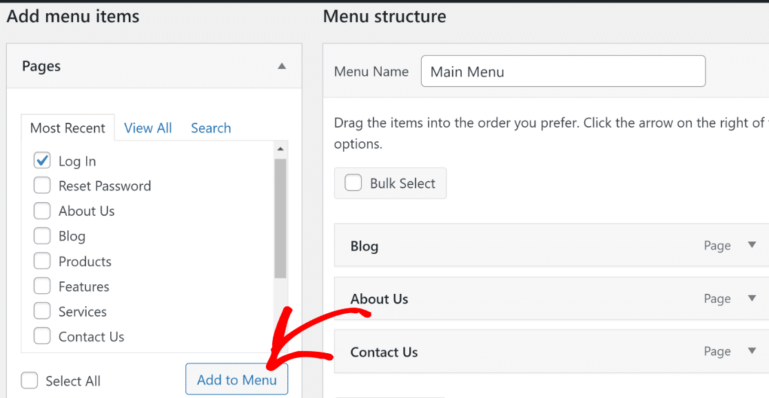 Add page to menu