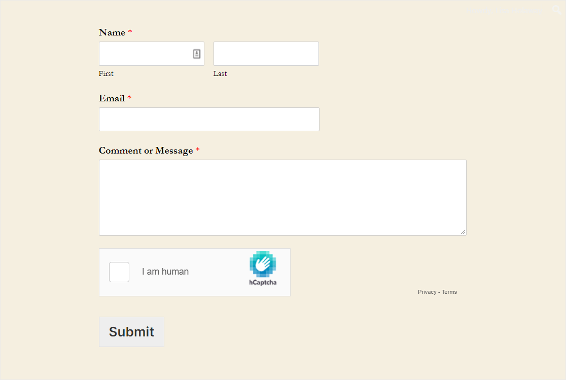 contact form with hcaptcha