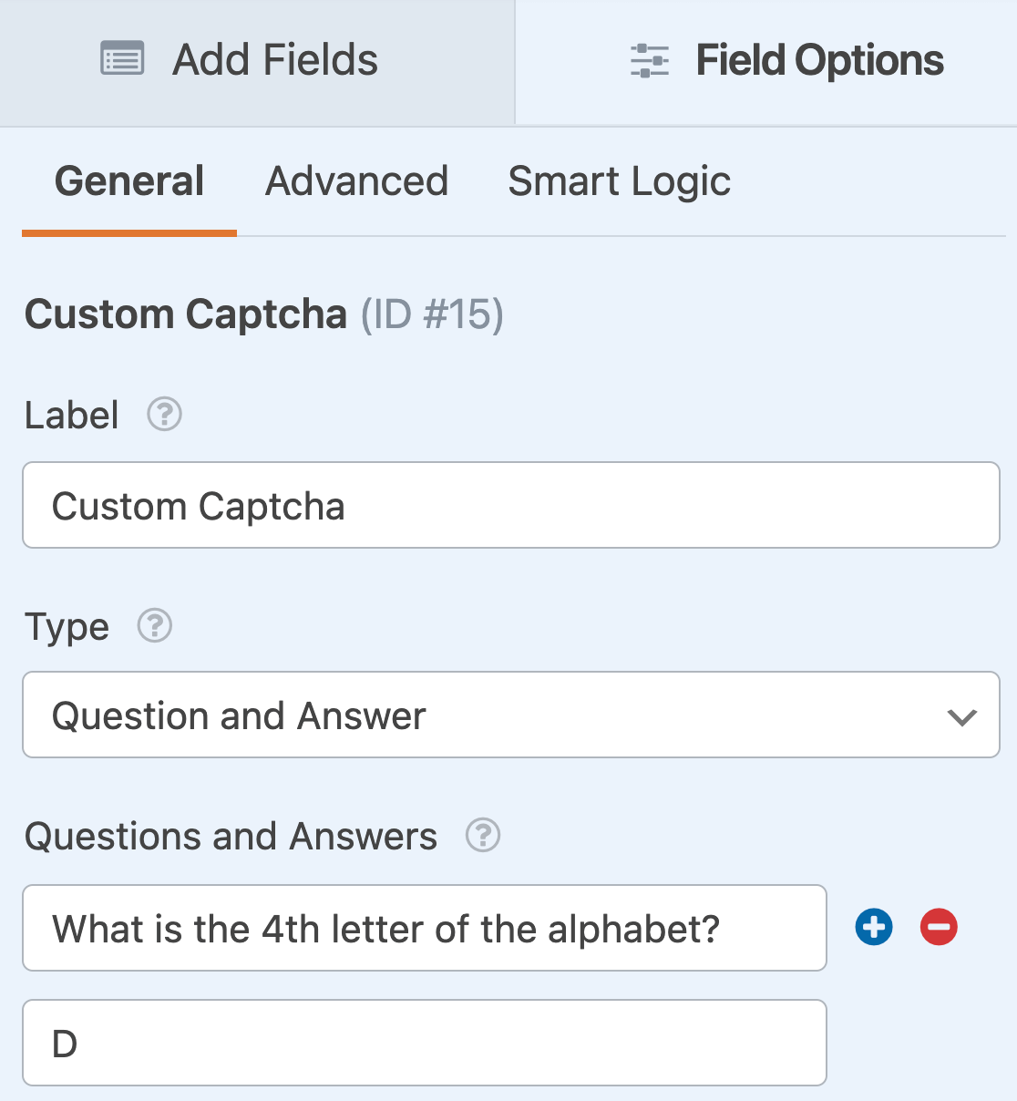 Setting up a custom question and answer captcha