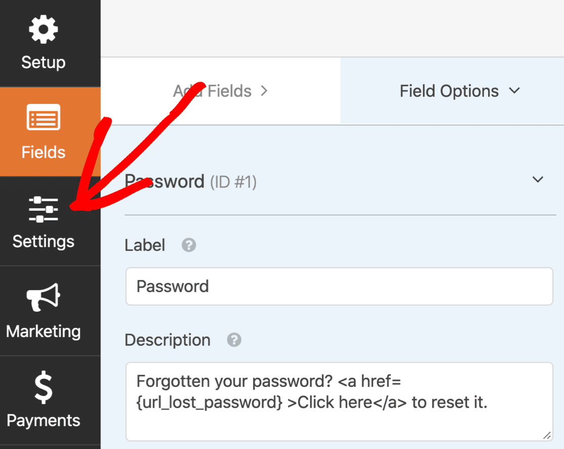 Custom login form settings