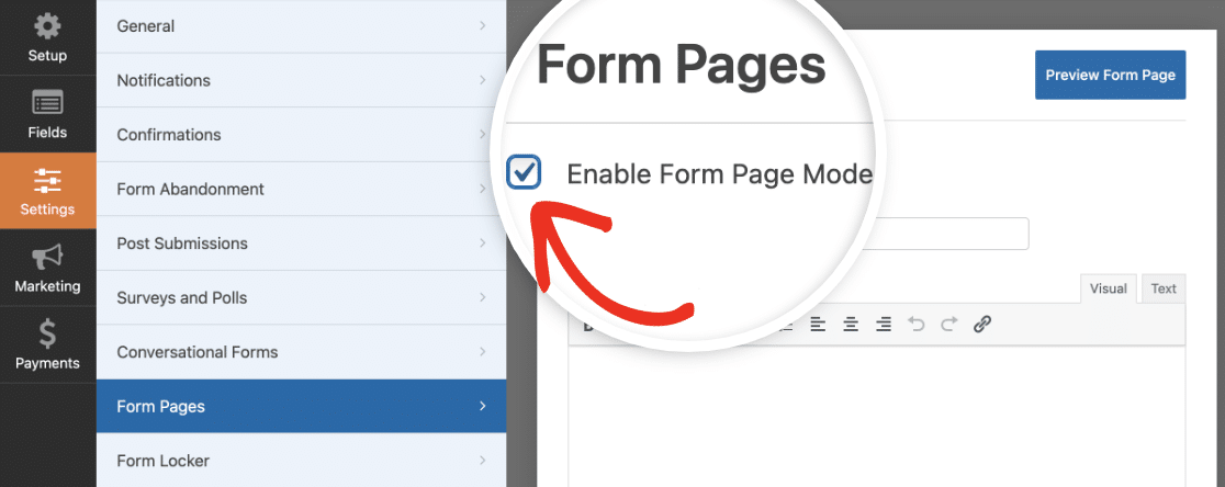 Enabling Form Page Mode