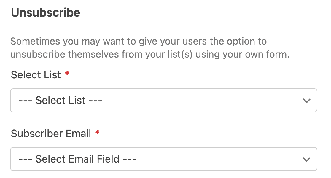 The GetResponse Unsubscribe settings