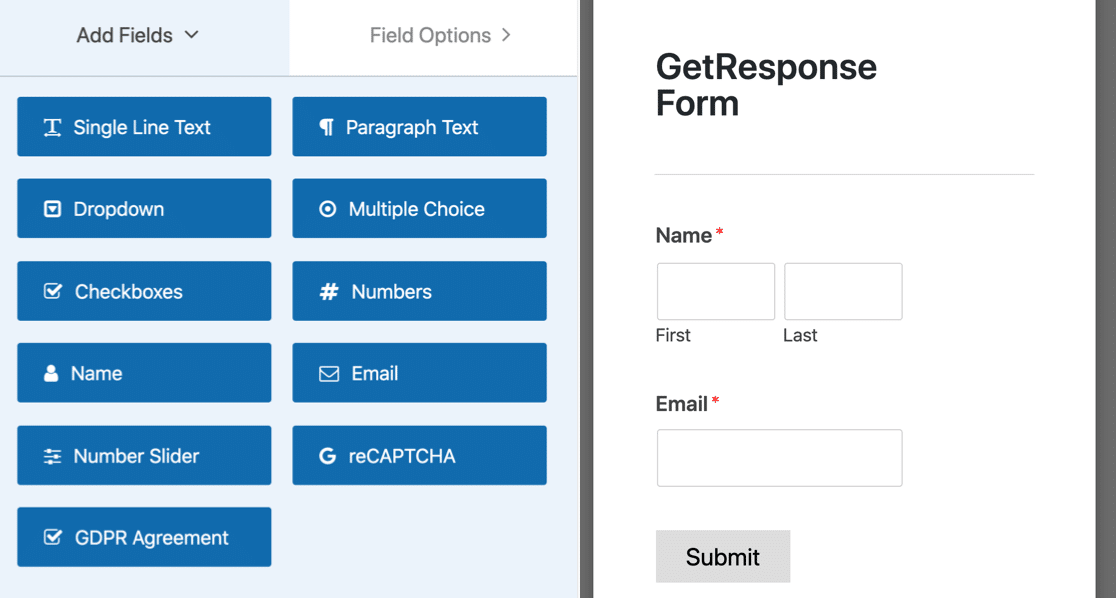 GetResponse form builder