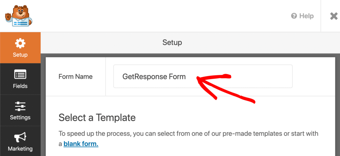 GetResponse WordPress form title