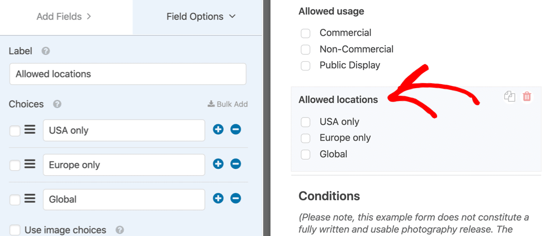 Model release form notifications