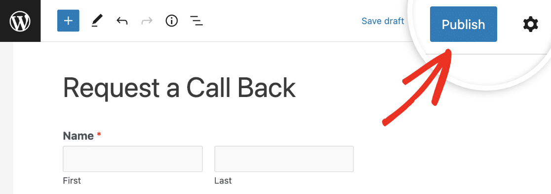 Publishing your Request a Call Back form