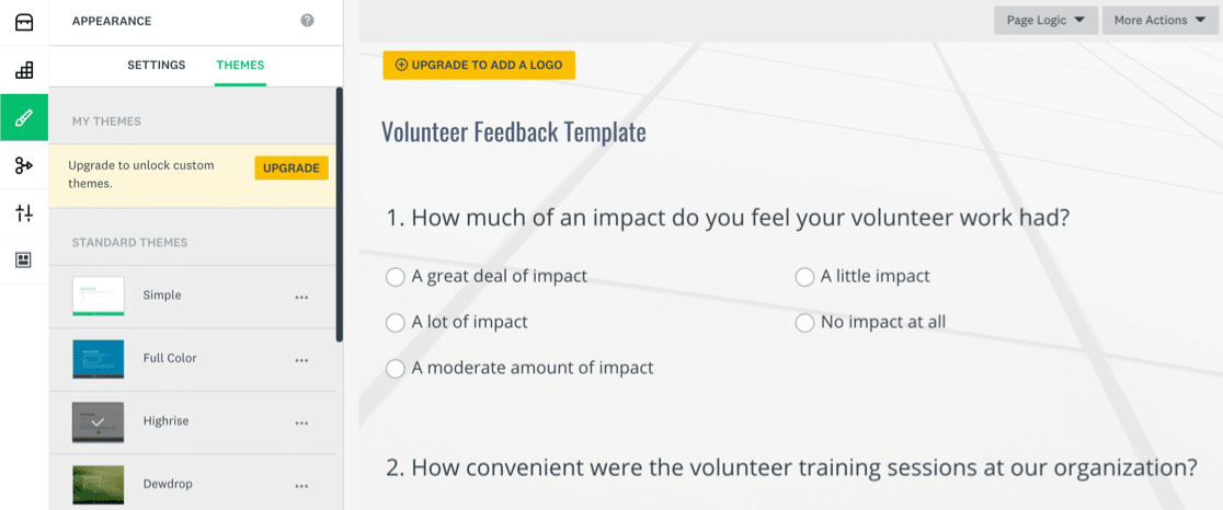 SurveyMonkey vs SurveyGizmo theme customization